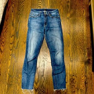Mother High Waisted Looker Ankle Fray jeans.